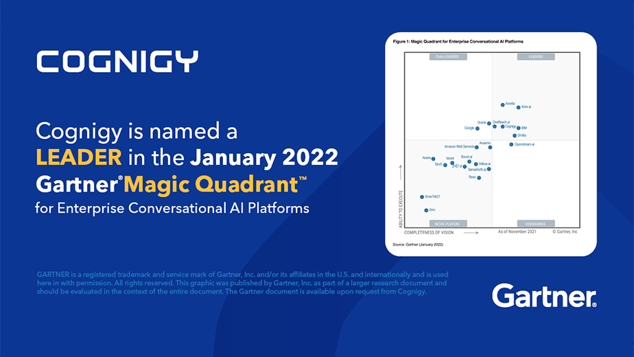 Cognigy recognized as a Leader in the 2022 Gartner® Magic Quadrant™